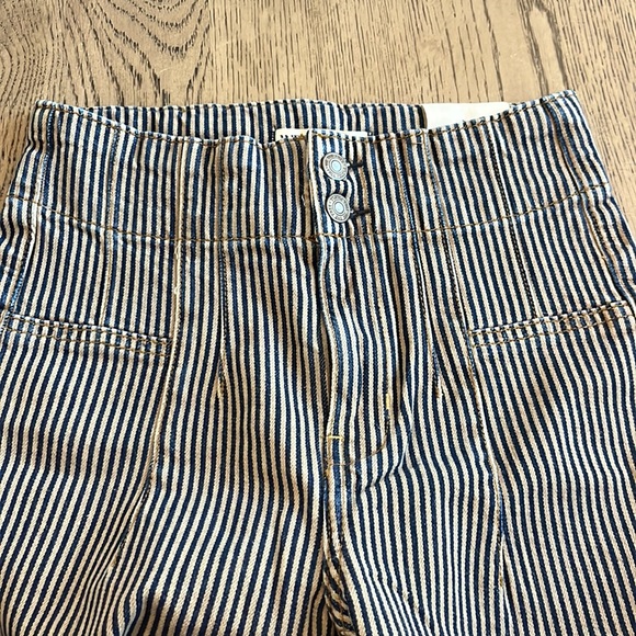 Free People Jayde Railroad Flare Jeans Train Car Stripe High Rise Size 25 New - Picture 9 of 10